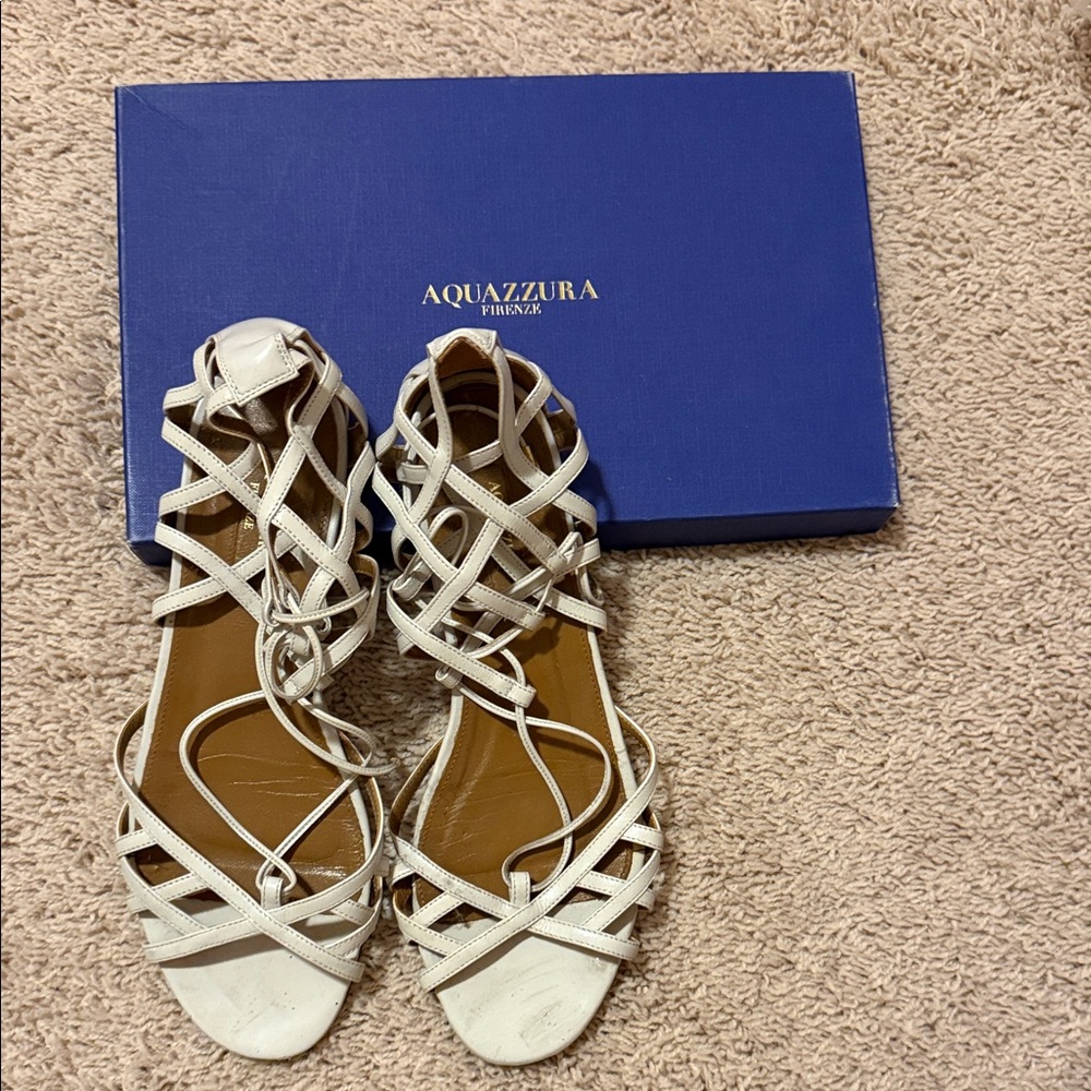 Aquazzura Elegant White Strappy Sandals